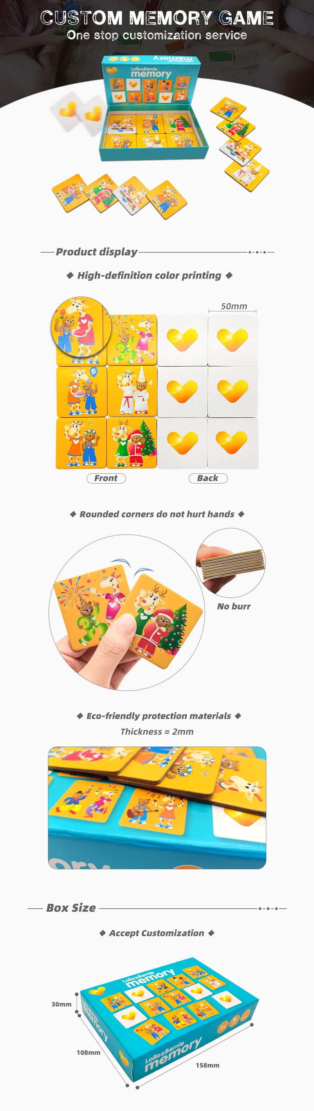 Customized Kids Playing Cards Game Children Card Flash Memory Card